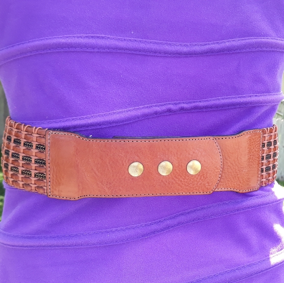 Streets Ahead Woven Leather & Brass Wide Belt S main image 6